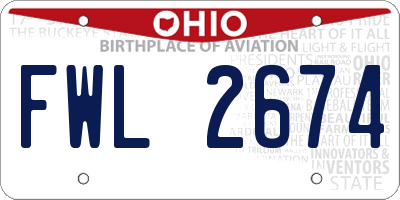 OH license plate FWL2674