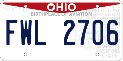 OH license plate FWL2706