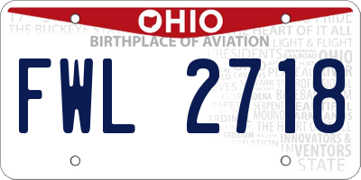 OH license plate FWL2718