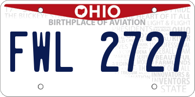 OH license plate FWL2727