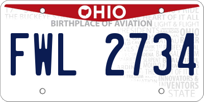 OH license plate FWL2734