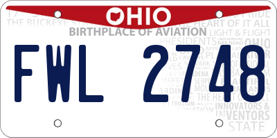OH license plate FWL2748