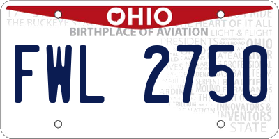 OH license plate FWL2750