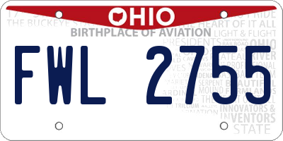 OH license plate FWL2755