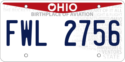 OH license plate FWL2756