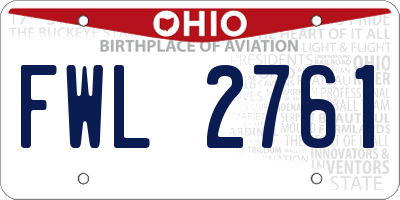 OH license plate FWL2761