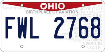 OH license plate FWL2768