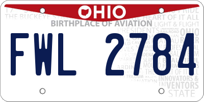 OH license plate FWL2784