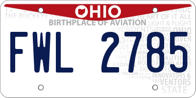 OH license plate FWL2785