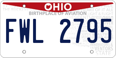 OH license plate FWL2795