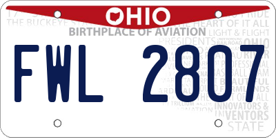 OH license plate FWL2807