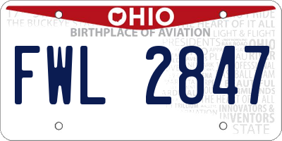 OH license plate FWL2847