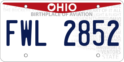 OH license plate FWL2852