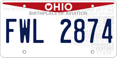 OH license plate FWL2874