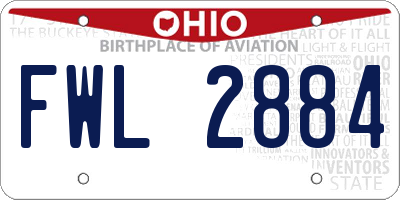 OH license plate FWL2884