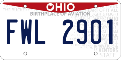 OH license plate FWL2901