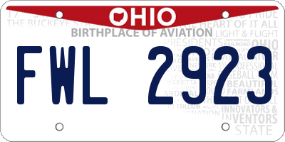 OH license plate FWL2923