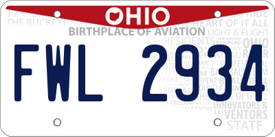 OH license plate FWL2934