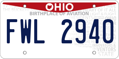 OH license plate FWL2940