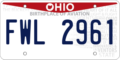 OH license plate FWL2961