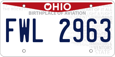 OH license plate FWL2963
