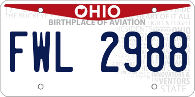 OH license plate FWL2988