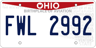 OH license plate FWL2992