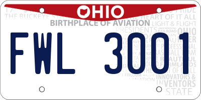 OH license plate FWL3001