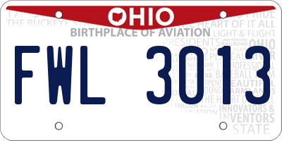 OH license plate FWL3013