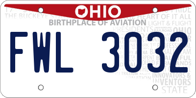 OH license plate FWL3032