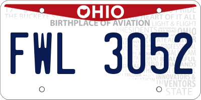 OH license plate FWL3052