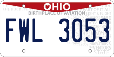 OH license plate FWL3053