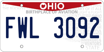 OH license plate FWL3092