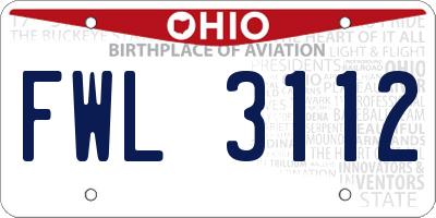 OH license plate FWL3112
