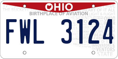 OH license plate FWL3124