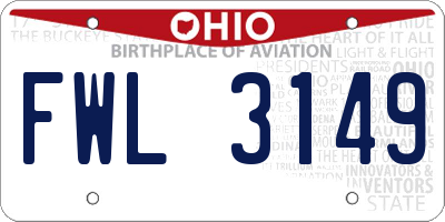 OH license plate FWL3149