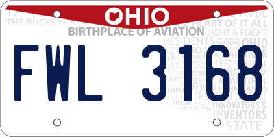 OH license plate FWL3168