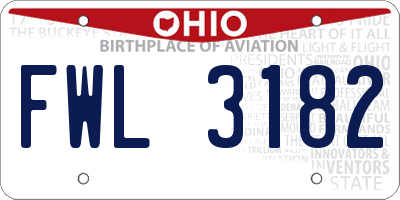 OH license plate FWL3182