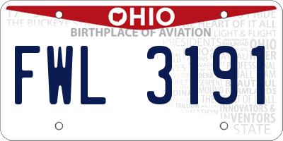 OH license plate FWL3191