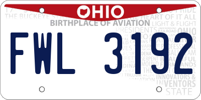 OH license plate FWL3192