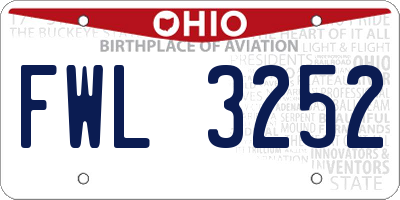 OH license plate FWL3252