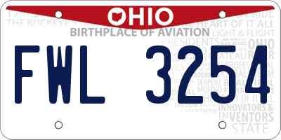 OH license plate FWL3254