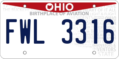 OH license plate FWL3316