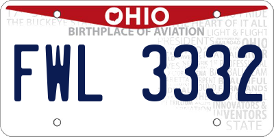 OH license plate FWL3332
