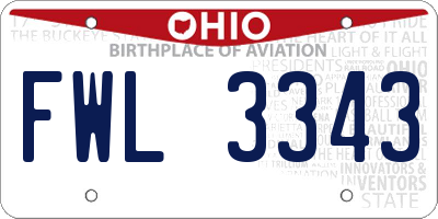 OH license plate FWL3343