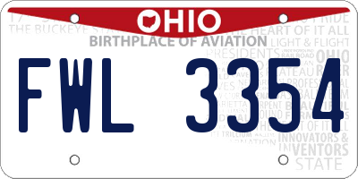 OH license plate FWL3354