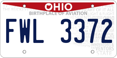 OH license plate FWL3372