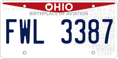OH license plate FWL3387