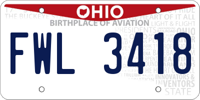 OH license plate FWL3418