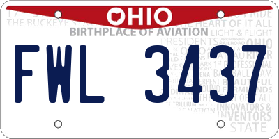 OH license plate FWL3437